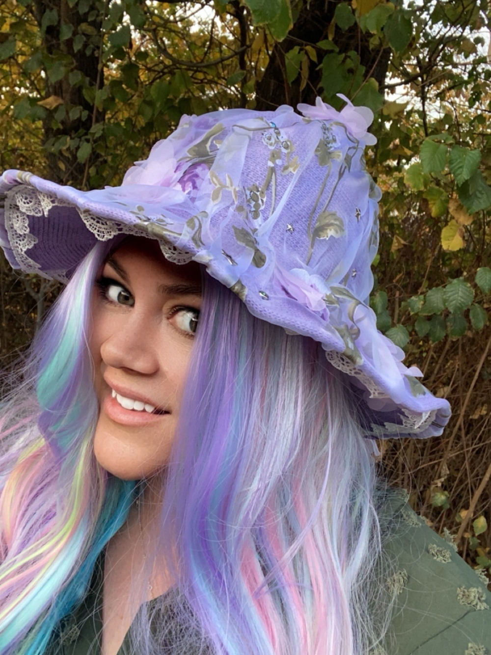 Lavender Floral Lace Witch Hat
